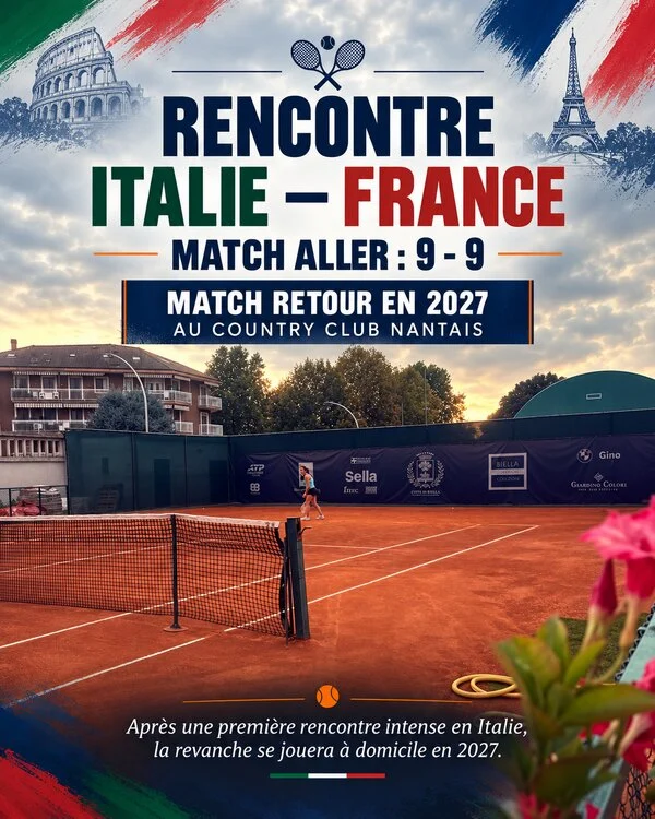 Affiche de la rencontre Italie-France 2026, score final 9 à 9